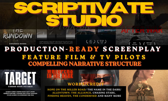 write movie script, screenplay, tv pilot, short film script, comedy script