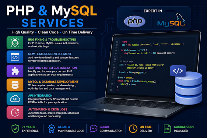 fix, customize and develop your PHP mysql web application