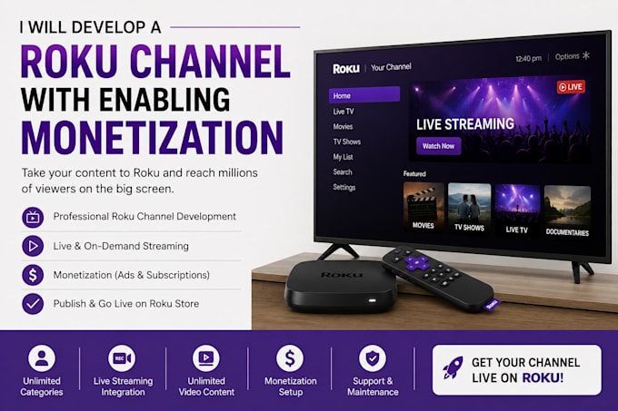develop a roku channel with enabling monetization