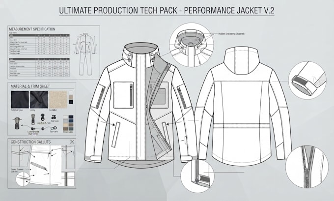 create fashion tech pack, clothing tech pack and technical drawings