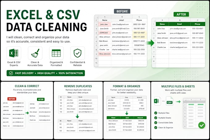 clean format organize and restructure your excel or CSV data