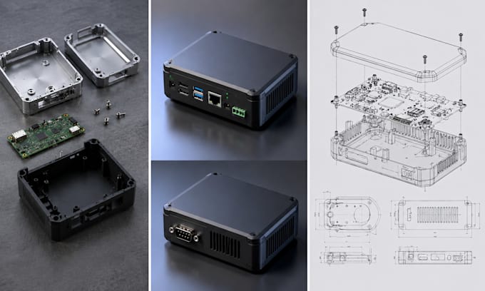 do cnc cad design, pcb enclosure, machine part modelling solidworks 3d printing