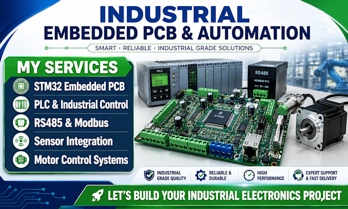 do industrial embedded pcb, arm stm32, plc, rs485, modbus, sensor, motor control