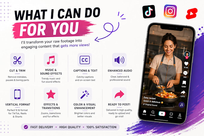 edit engaging tiktok instagram reels and youtube shorts