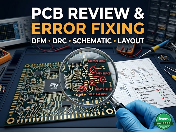 review, fix and optimize your pcb schematic and layout for manufacturing