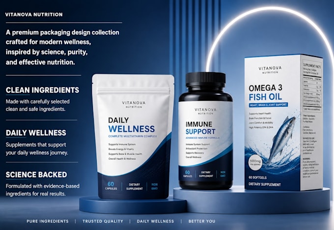 design supplement packaging bottle labels and product labels