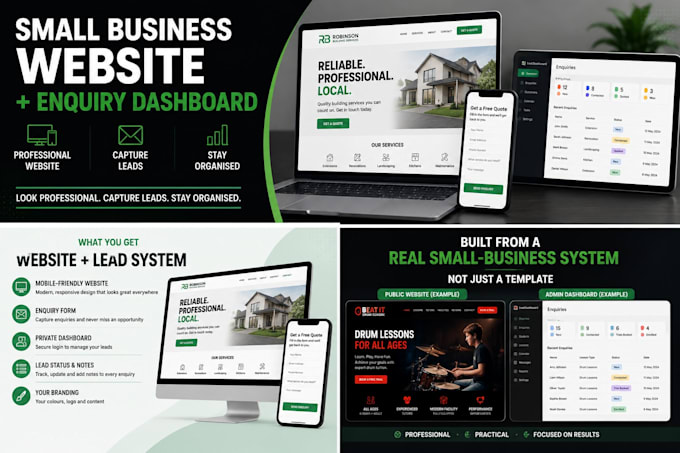 build a modern small business website with an enquiry dashboard