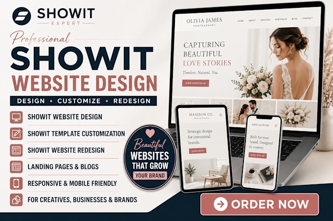 design, redesign showit website customize showit template showit website design