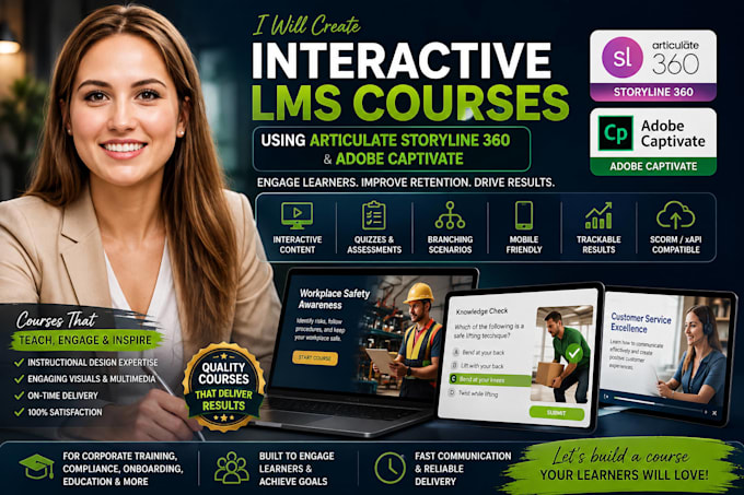 create interactive lms courses using articulate storyline 360, adobe captivate