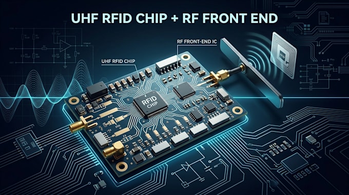 integrate uhf rfid chip, rf front end, antenna, reader and matching network