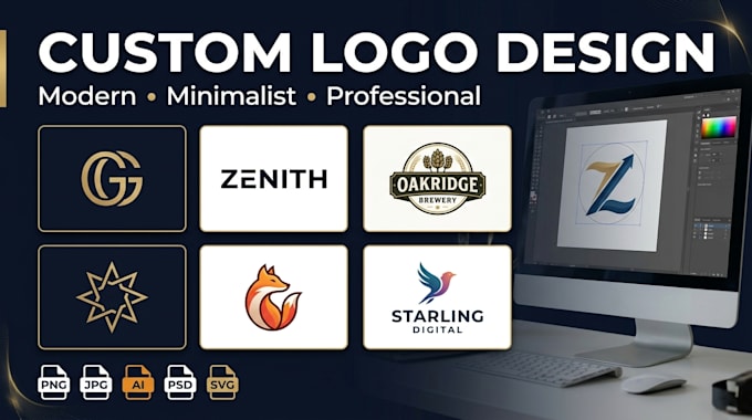 create a modern custom logo design for your brand