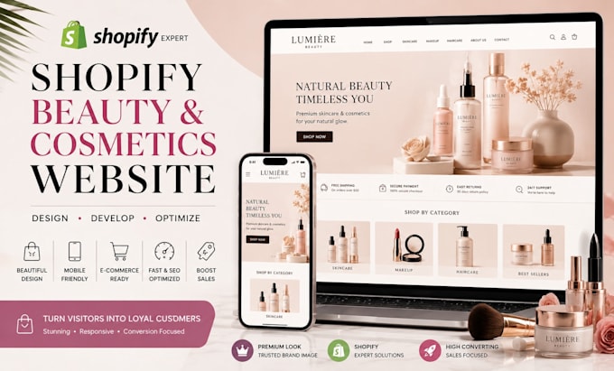 build shopify skincare store, skincare website and shopify dropshipping store