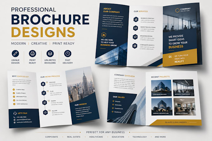 design professional bi fold, tri fold brochures and booklets
