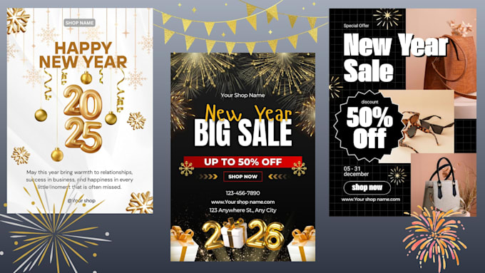 design professional christmas and new year posters