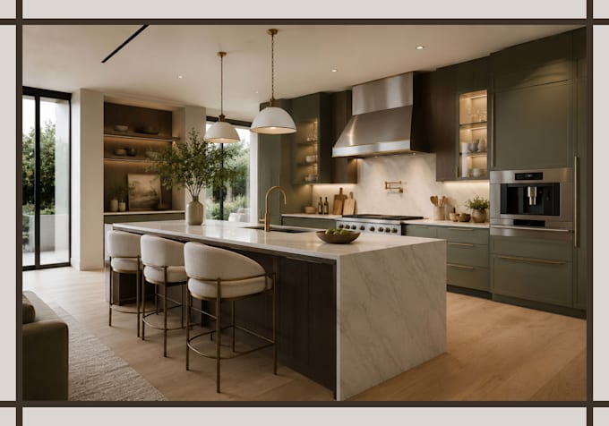 custom design your kitchen with 2d and 3d layout, materials and lighting