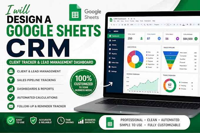 design a google sheets CRM, client tracker, lead management dashboard, habit