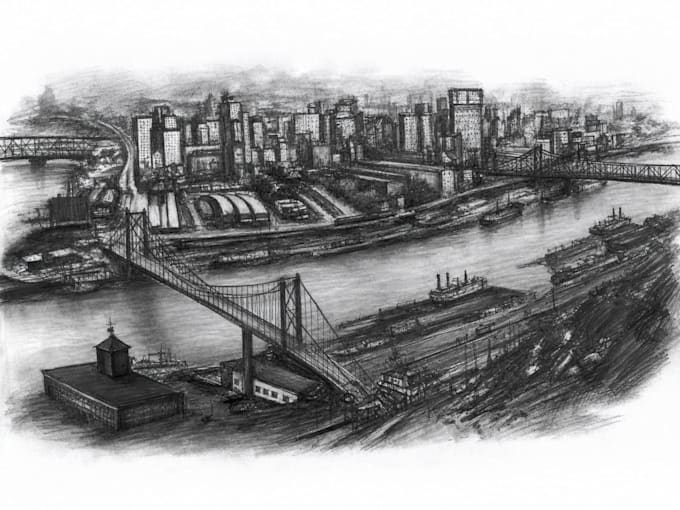draw atmospheric architectural and landscape illustrations