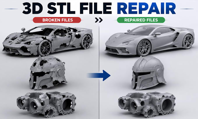 create repair fix optimize 3d printing stl file 3d scan cleanup for 3d printing