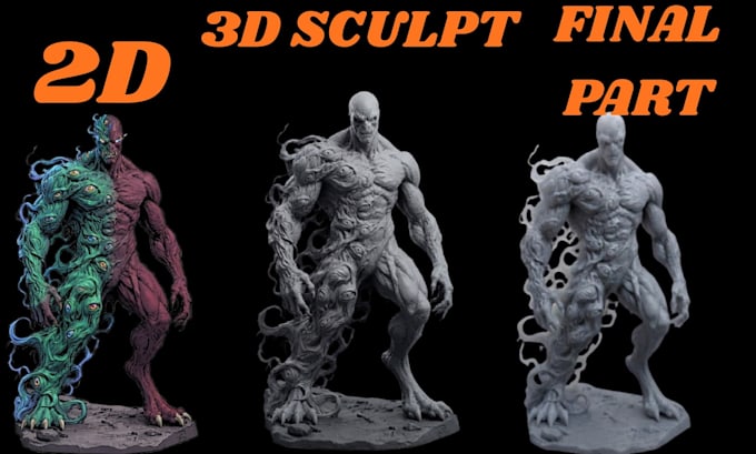 create 3d creature design ,3d modeling, animation 2d to 3d, 3d rigging, 3d logo