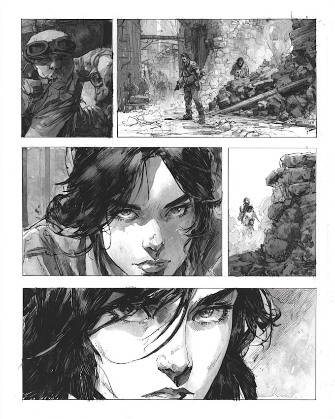 do a comic book page illustration