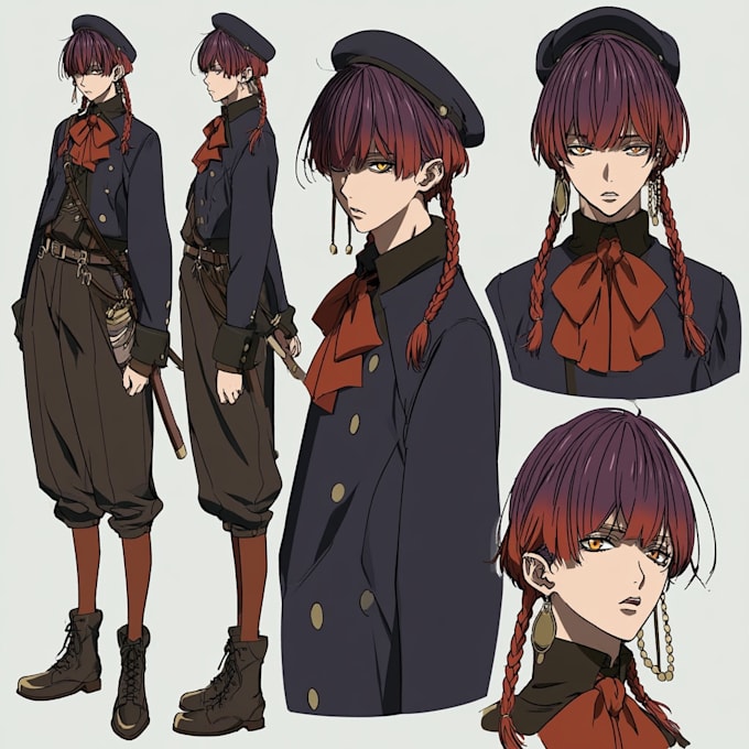 character design sheet in anime art style