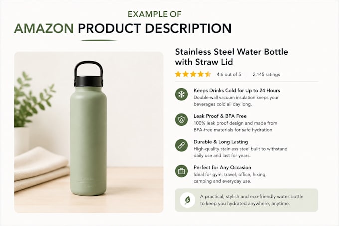 write SEO optimized amazon product descriptions
