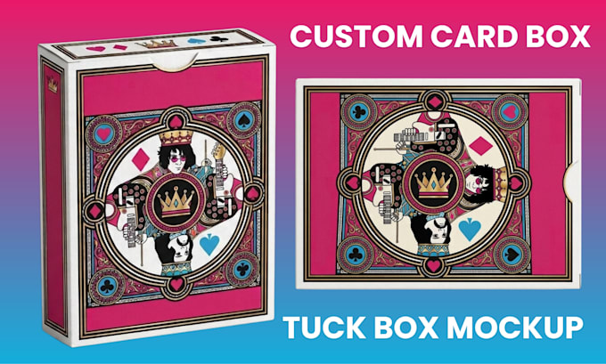 design custom playing cards, poker deck collector deck card box tuck box mockup