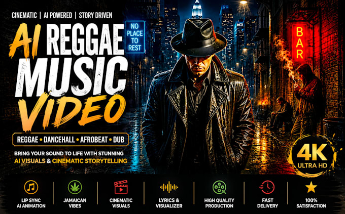 create cinematic reggae music video, dancehall, afrobeat, dub, lip sync video