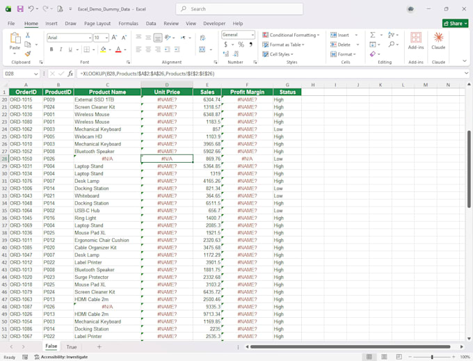 fix excel formula errors, vlookup, xlookup and nested if formulas
