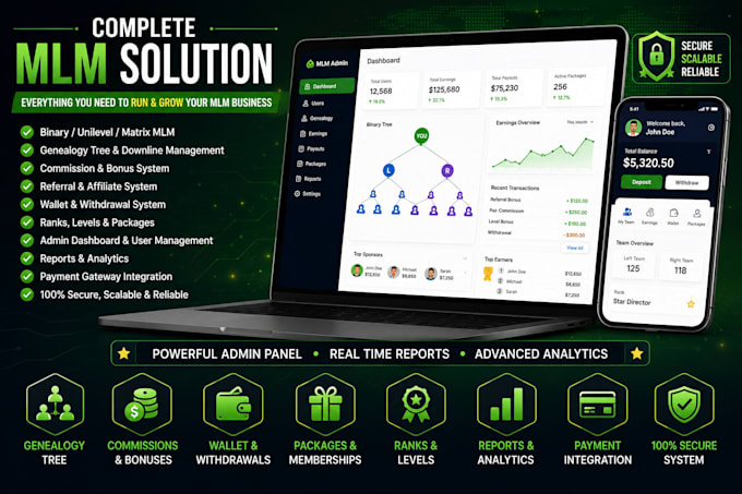 build MLM software, binary MLM and commission platform