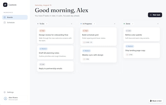 build a responsive web application using bolt new or lovable