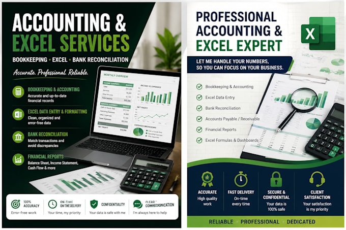 create professional accounting and excel bookkeeping services for