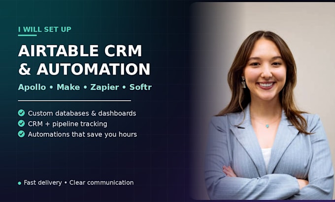 set up airtable, apollo, make, and zapier crm automation