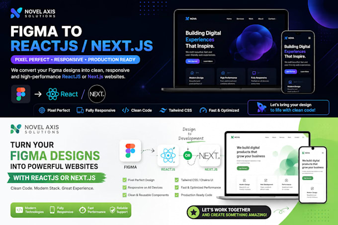 convert figma to reactjs or nextjs, website development