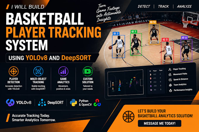 build basketball player tracking system using yolov8 and deepsort