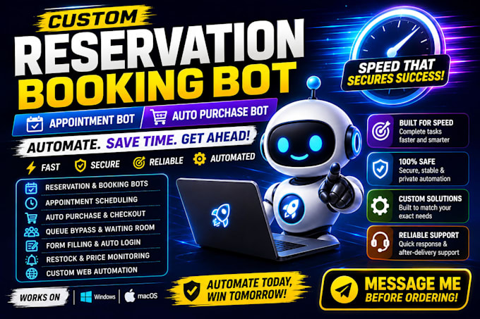 develop an automated booking, purchasing and appointment bot