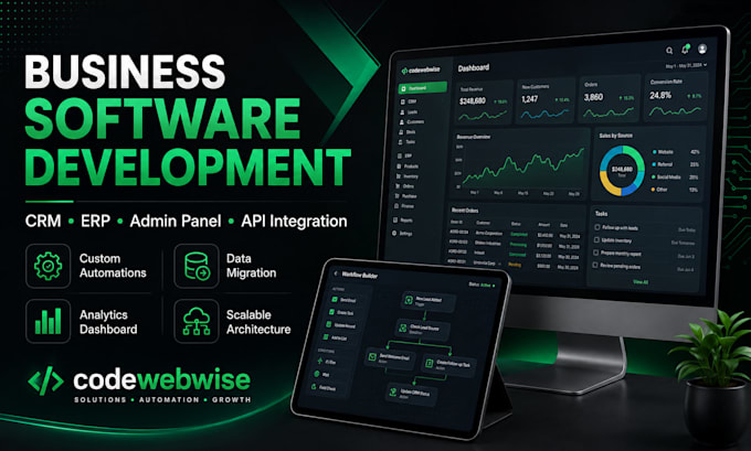 develop a custom CRM erp saas dashboard or business web application