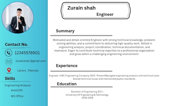 canva professional CV resume