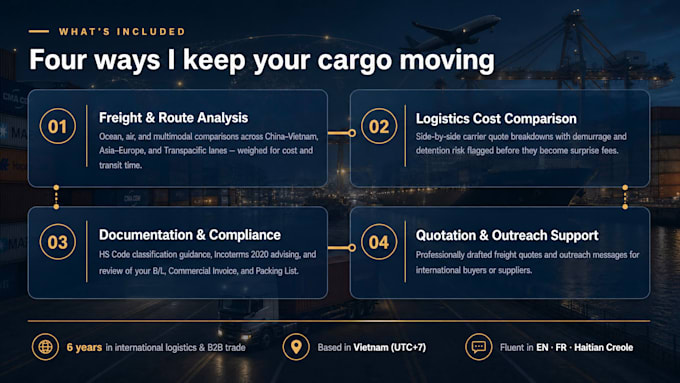 provide freight forwarding consultation and shipping rate quote