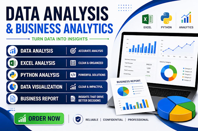 do data analysis, excel, python and business data analytics