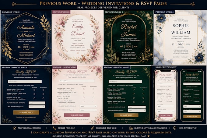create a custom wedding invitation website with rsvp