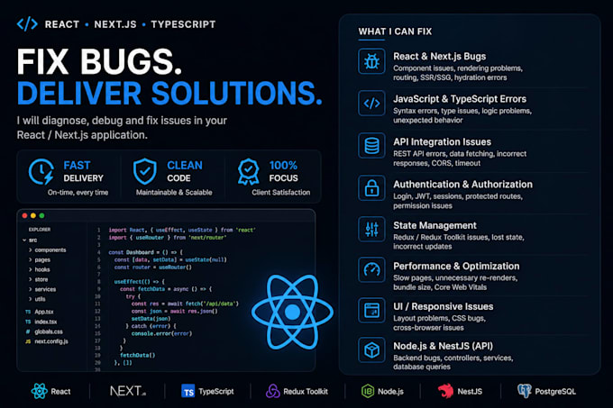 fix react nextjs typescript bugs and frontend issues