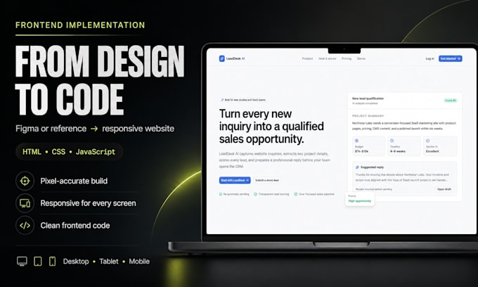 build a responsive landing page with HTML CSS and javascript