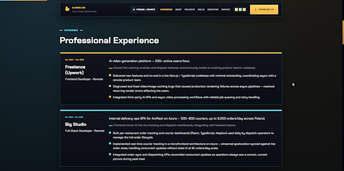 create a modern personal website for freelancers and creatives