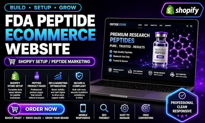 build fda compliant peptide website shopify woocommerce peptide store