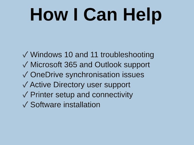 provide remote windows and microsoft 365 IT support