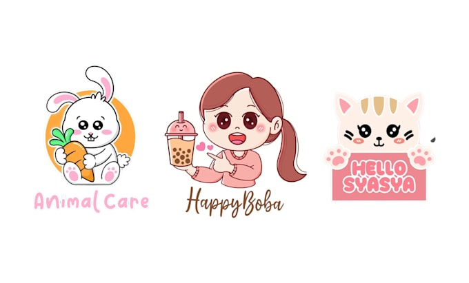 create a cute cartoon kawaii mascot logo design