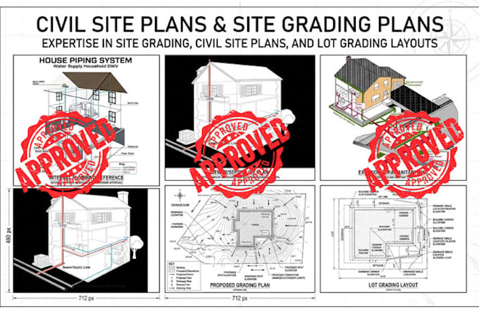 design site grading plan civil site plan, and lot grading layout