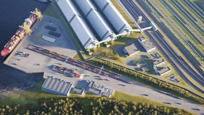 design a large scale railway freight and intermodal terminal