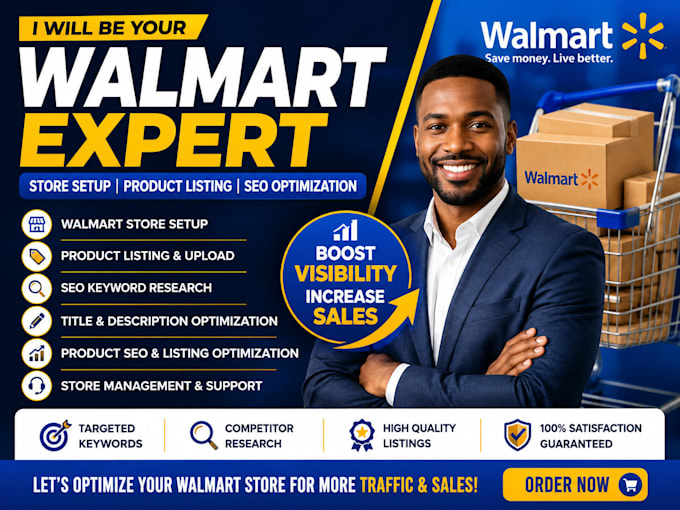 be your walmart store setup product listing optimization and management SEO